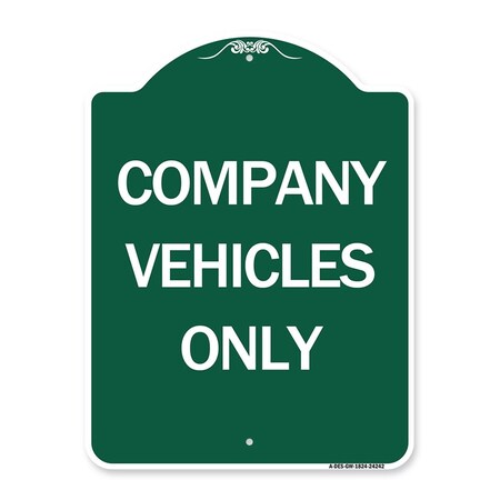 Amistad 18 x 24 in. Designer Series Sign - Company Vehicles Only, Green & White AM2070434